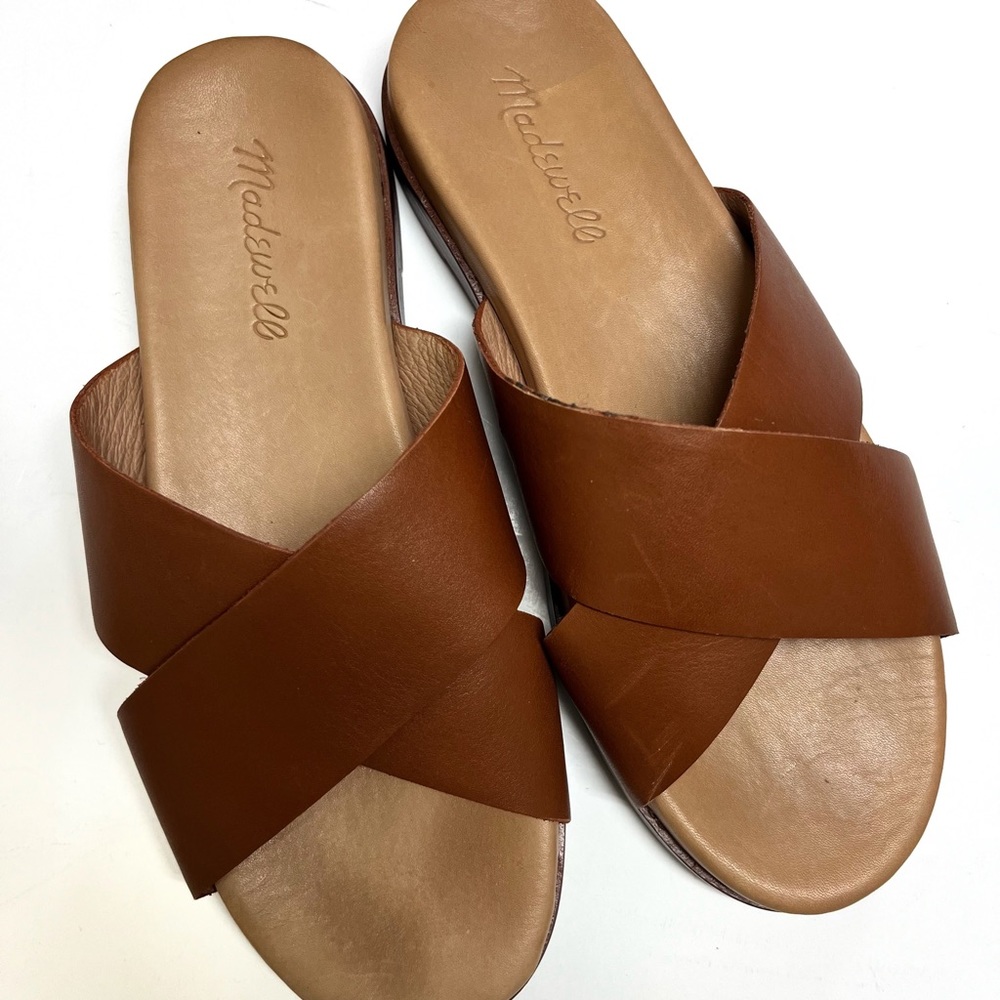 MADEWELL Louisa Leather Crisscross Slide Sandals